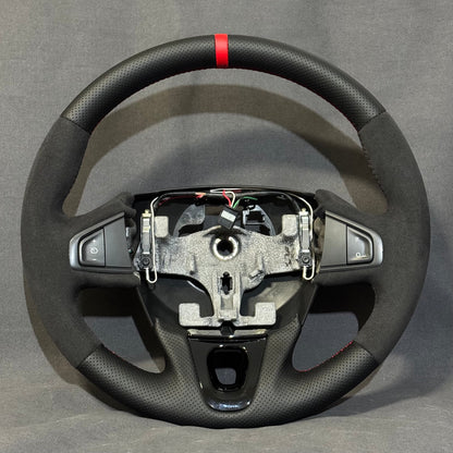 Volant cuir & alcantara Megane 3 RS - centreur & surpiqûres rouges STL Performance